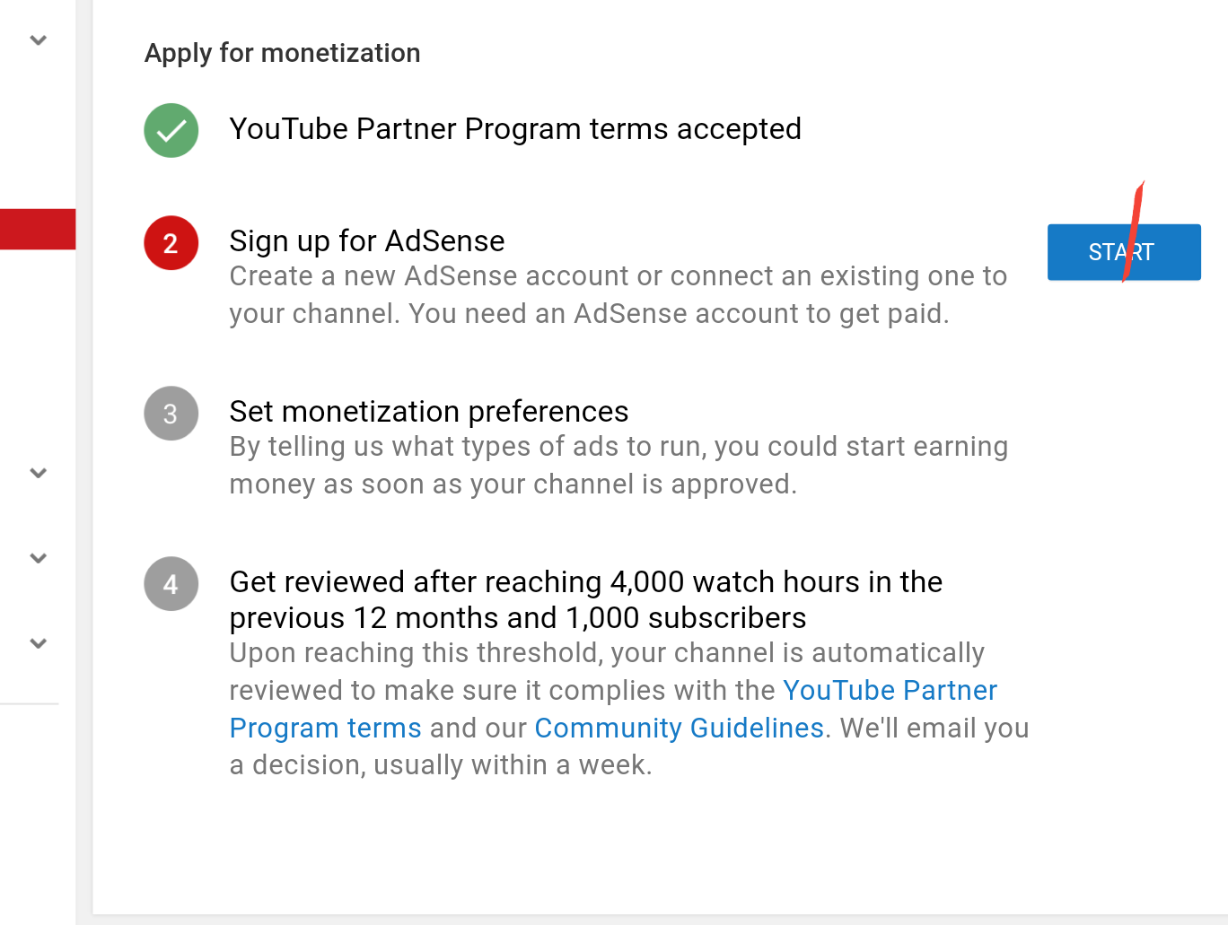 Google YouTube channel adsense